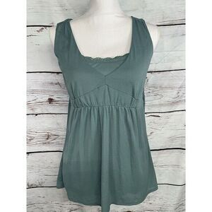 Apostrophe Women's Small Tank‎ Top Green Lace V-Neck Stretch Double Layer